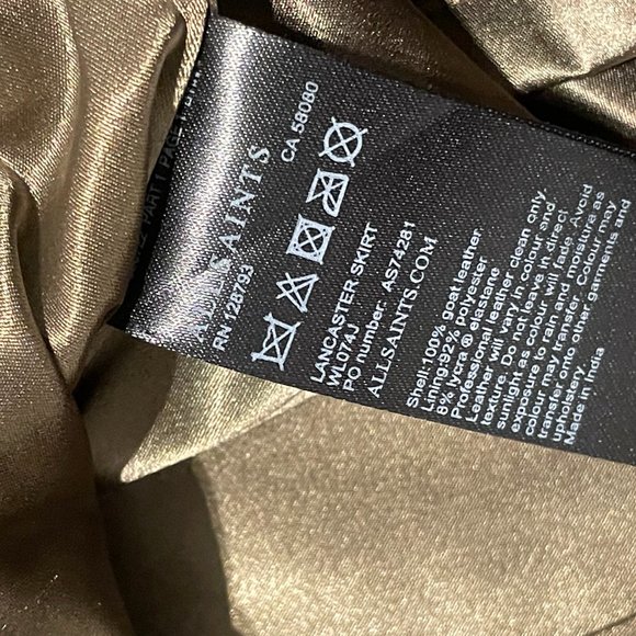 Brand new All Saints Leather Mini Skirt Size 2 - Picture 11 of 11